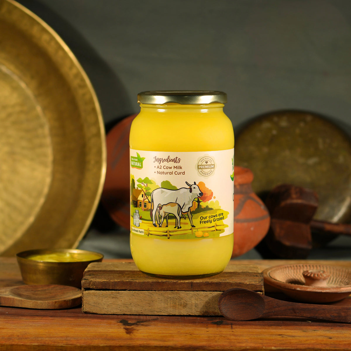 2 Liter A2 Cow Ghee with Free Rajasthani Laal Mirch Chutney 200 gm