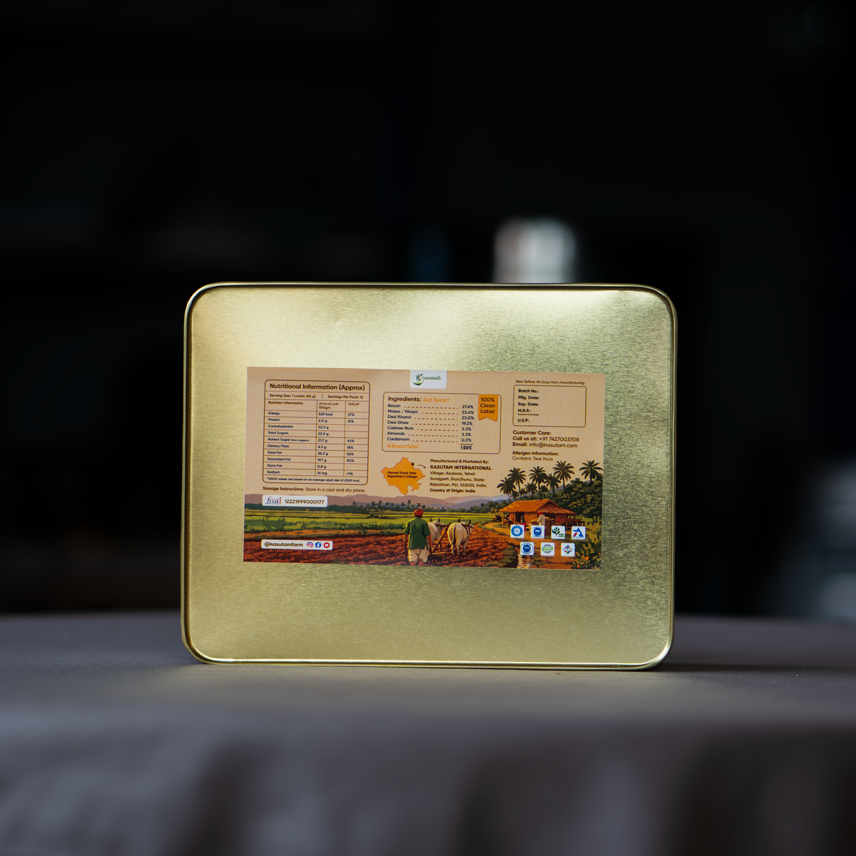 Besan Laddu 800 Gram Tin Box - 12 pcs