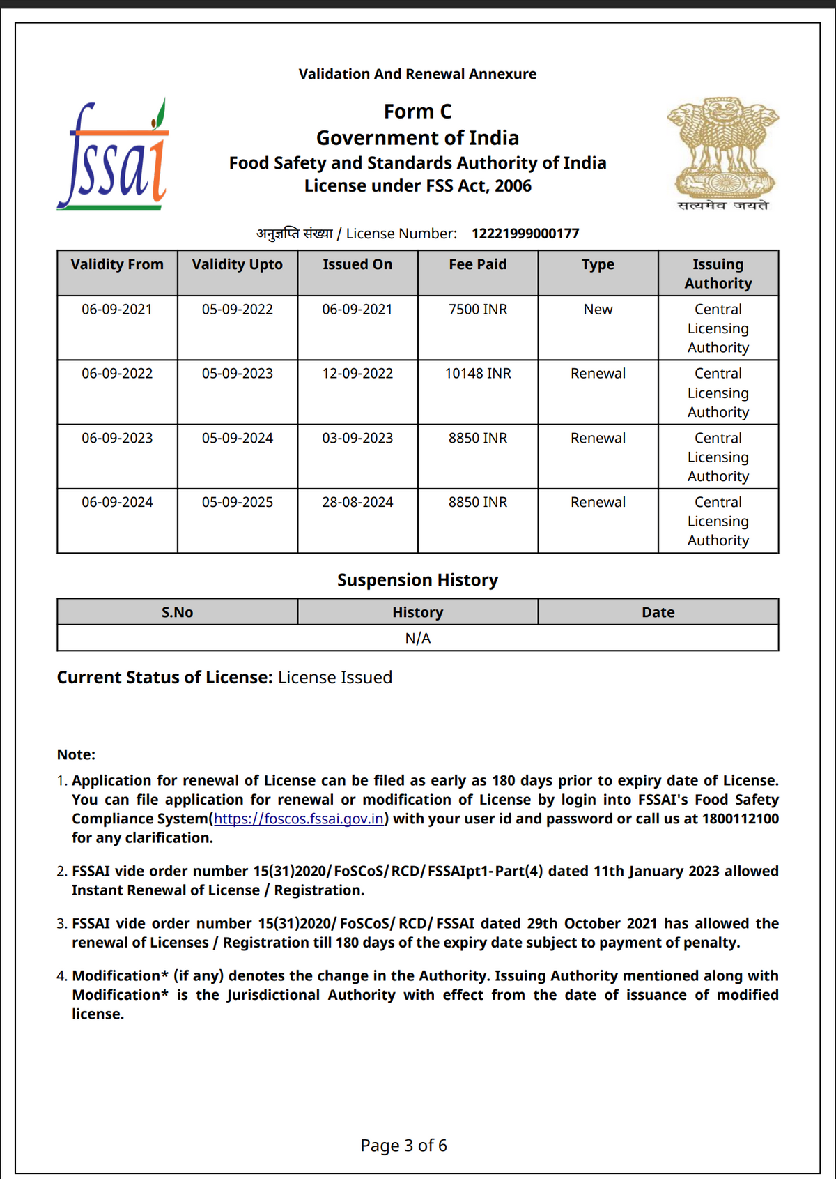 FSSAI certificate page 3