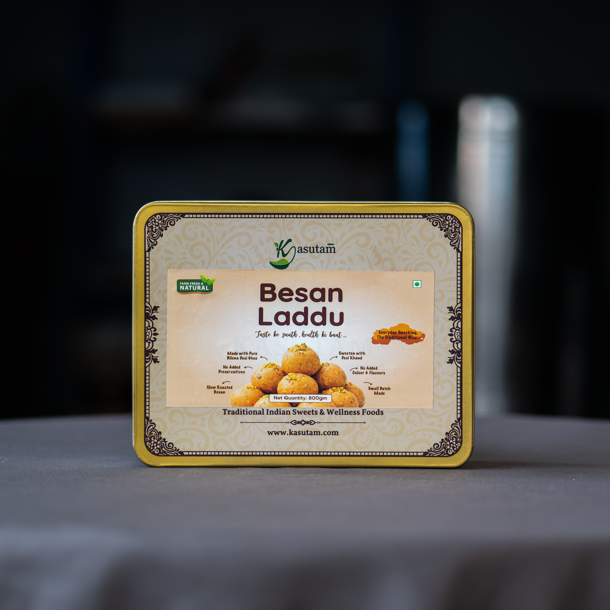 Besan Laddu 800 Gram Tin Box - 12 pcs